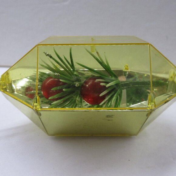 3 Jewel Brite Diorama Reflector Hexagon Gem Christmas Ornaments Poinsettia Holly - Picture 14 of 15